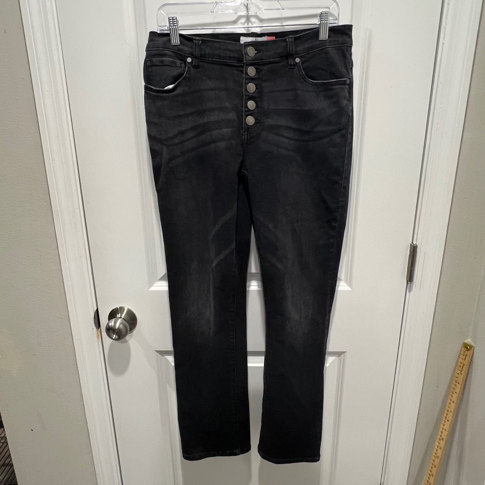 Cabi Jeans‎ Women Button Fly Straight Leg Black Denim Pants Size 8